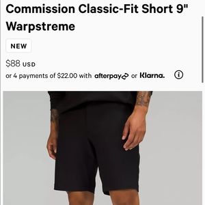 Lululemon mens warpstream shorts